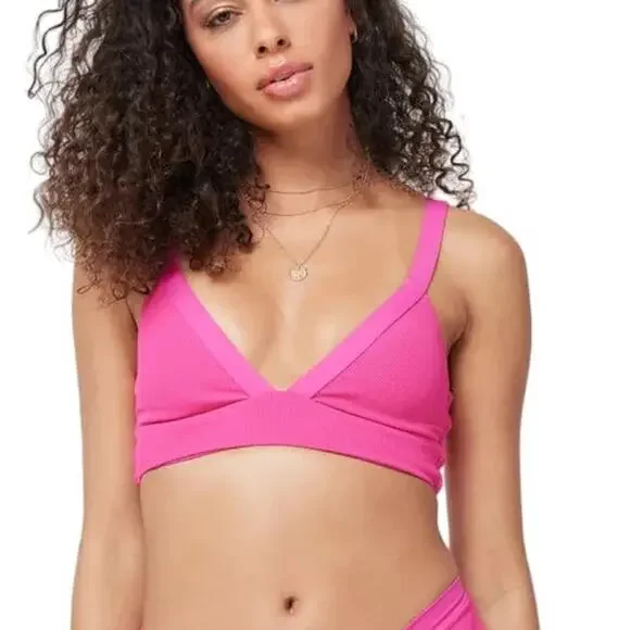 L*SPACE Vera Top Anna Bottom Bitsy Bikini Set Bougainvillea Ribbed XL NEW - Picture 2 of 12